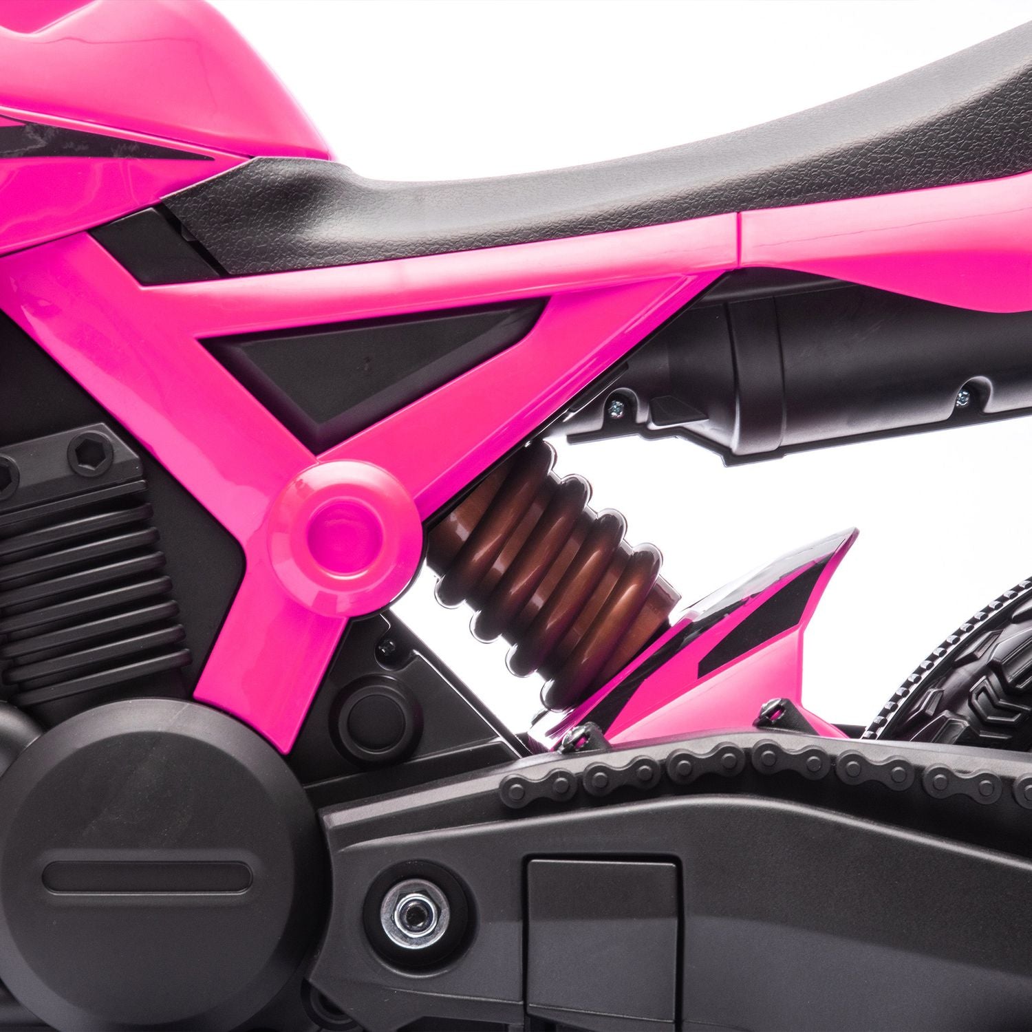 Elmotorcykel för barn, 12V, rosa, med träningshjul