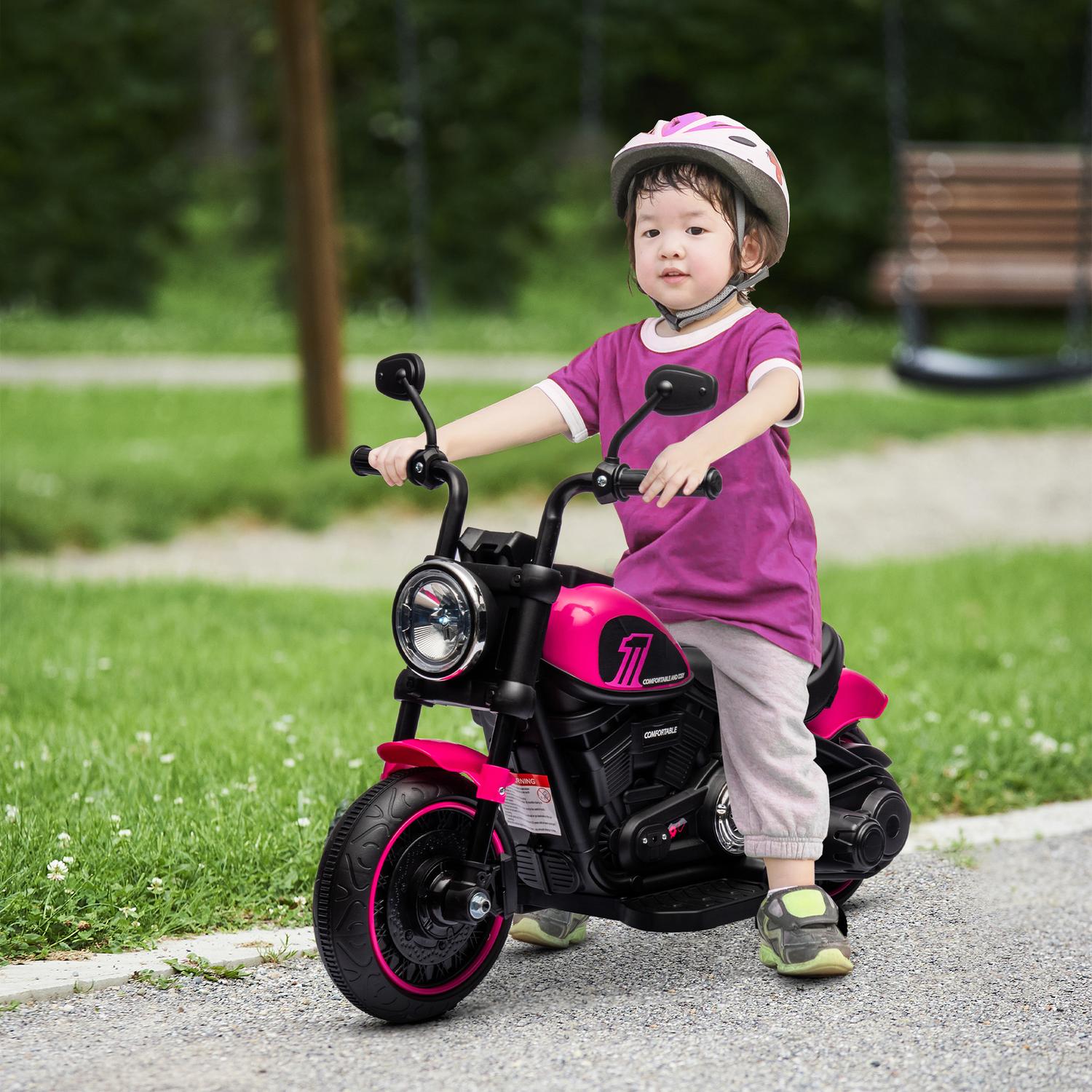 Elmotorcykel för barn, rosa, 2 avtagbara hjul, 1,5-3 km/h