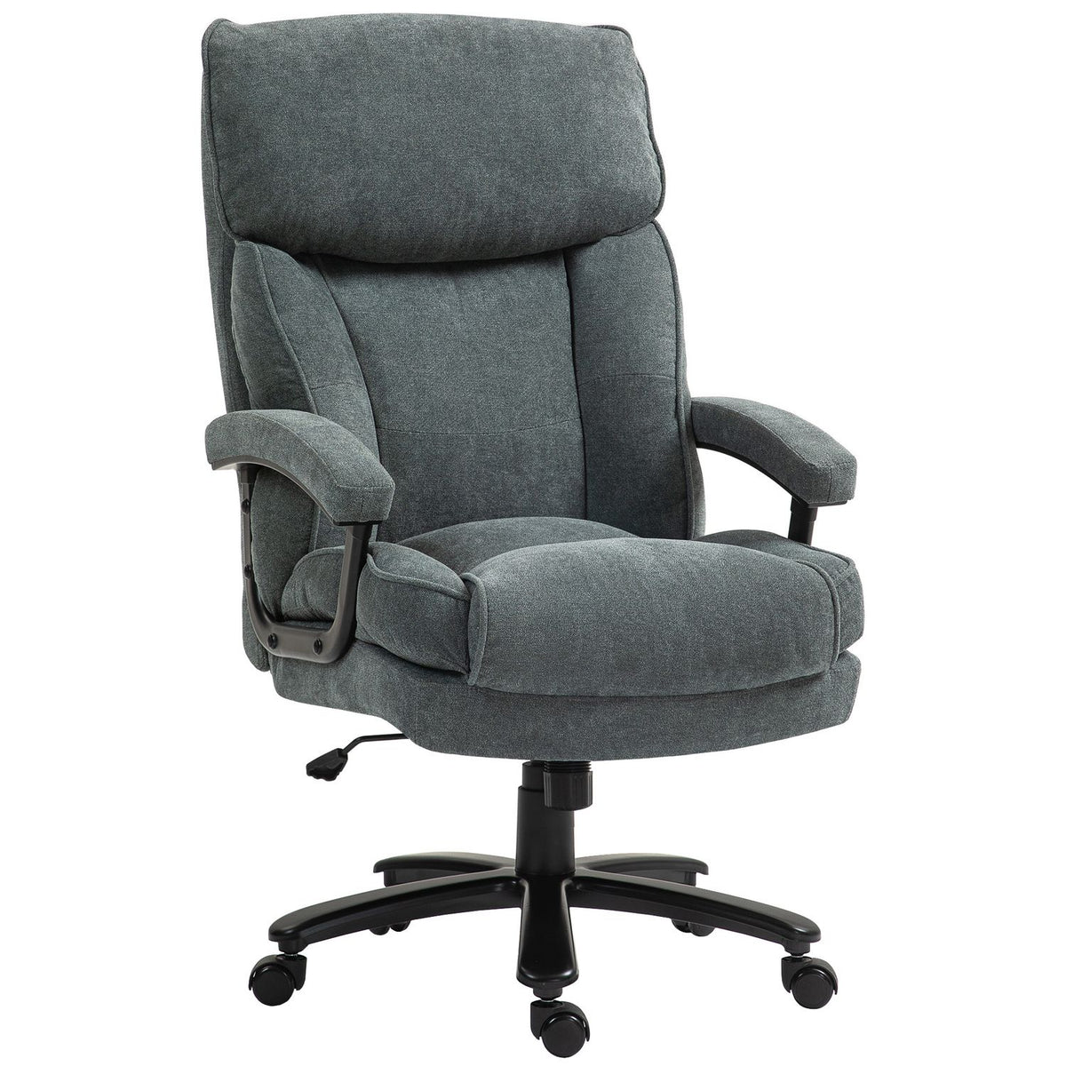 Ergonomischer grauer Bürostuhl, Leinenoptik, höhenverstellbar
