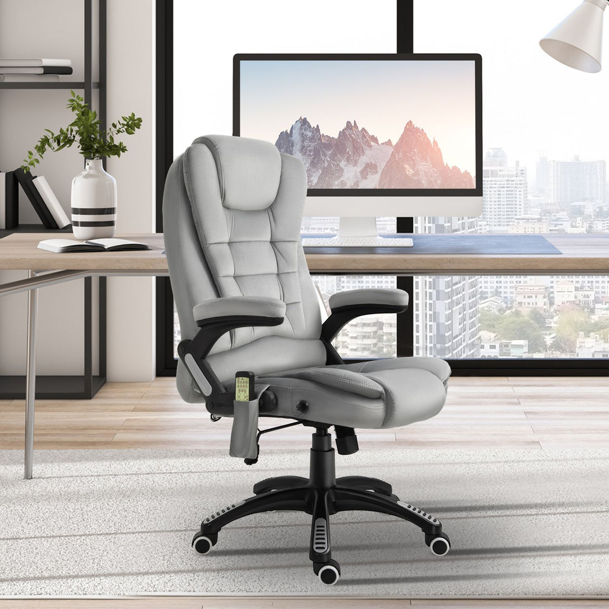 Poltrona massaggiante ergonomica grigia – regolabile in altezza ufficio/gaming