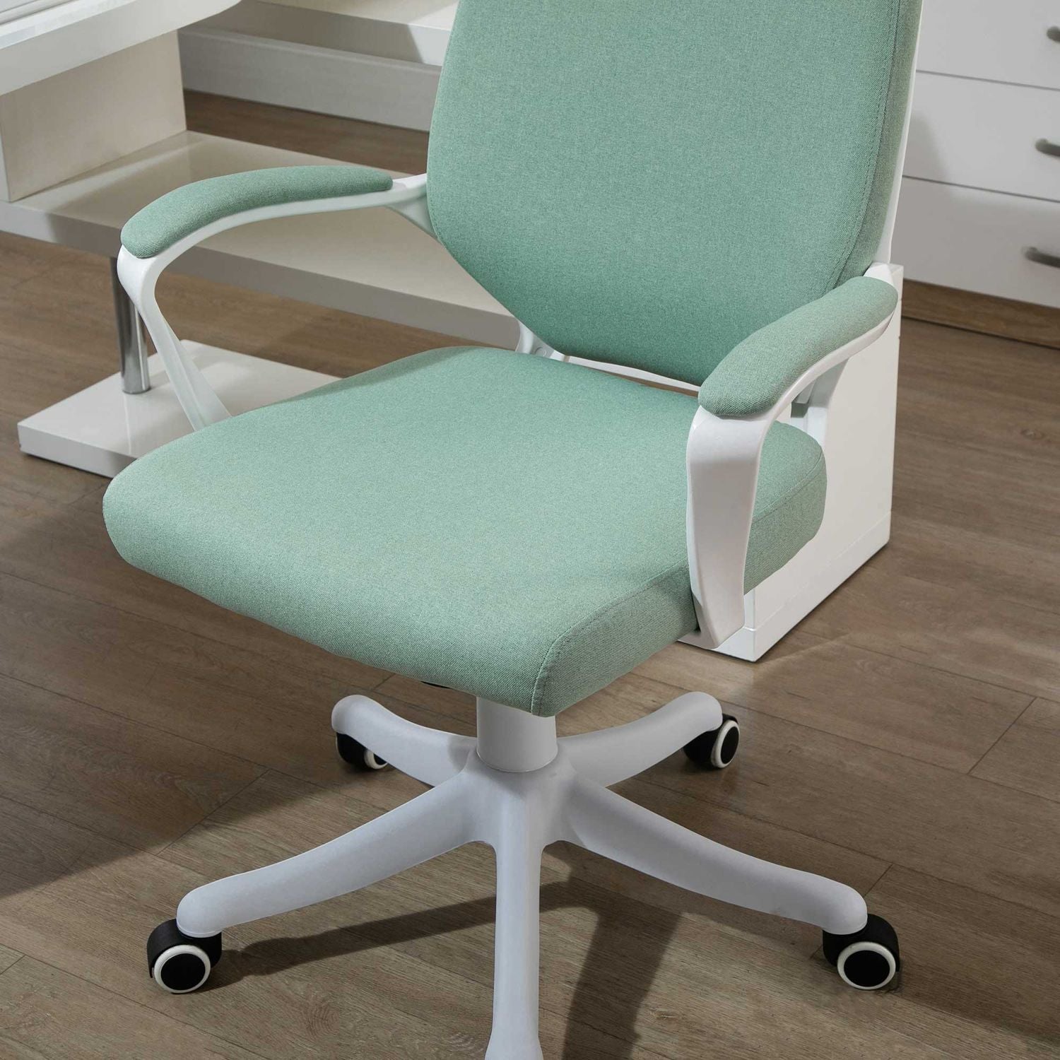Ergonomisk grön & vit kontorsstol, vippfunktion, 360° vridbar
