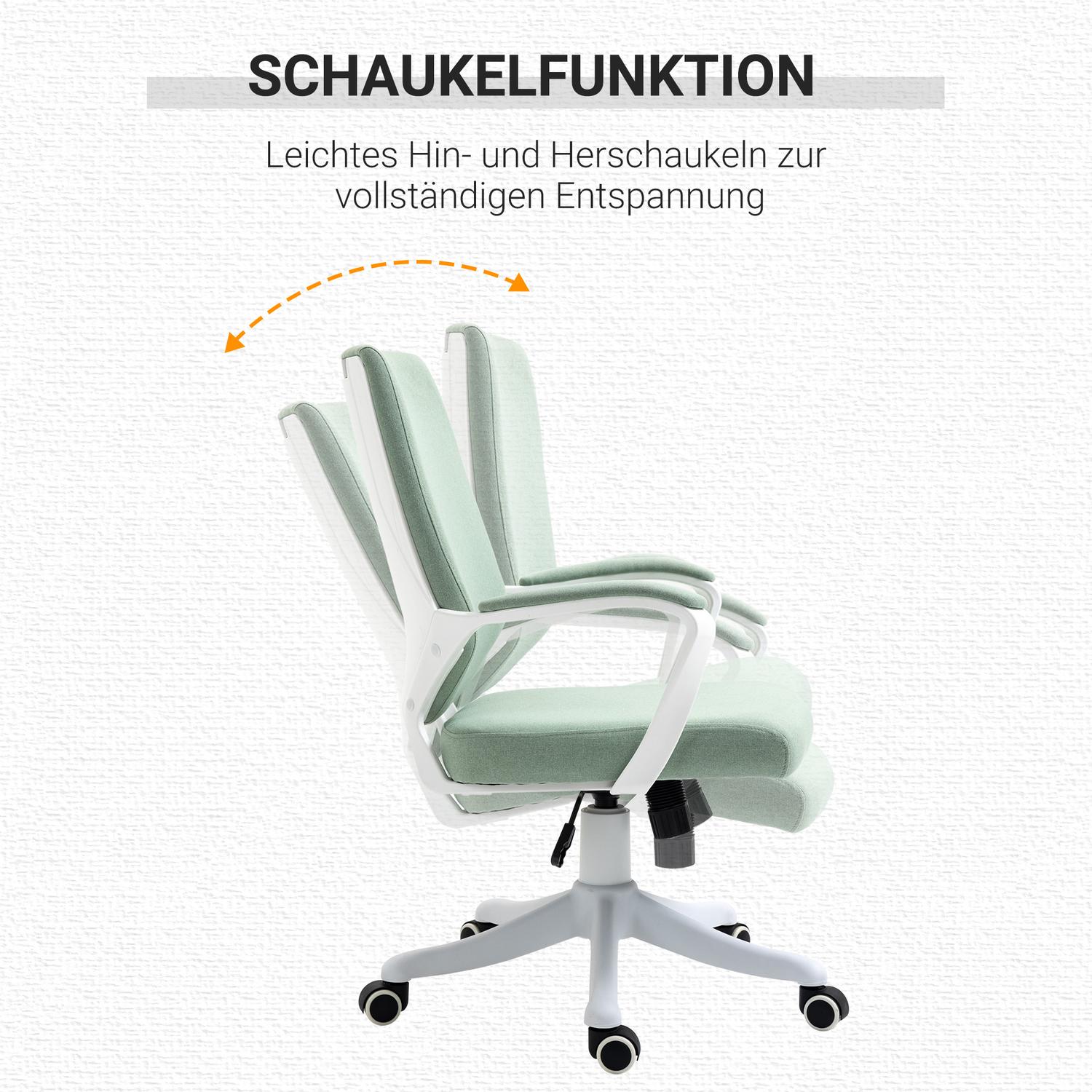 Ergonomisk grön & vit kontorsstol, vippfunktion, 360° vridbar