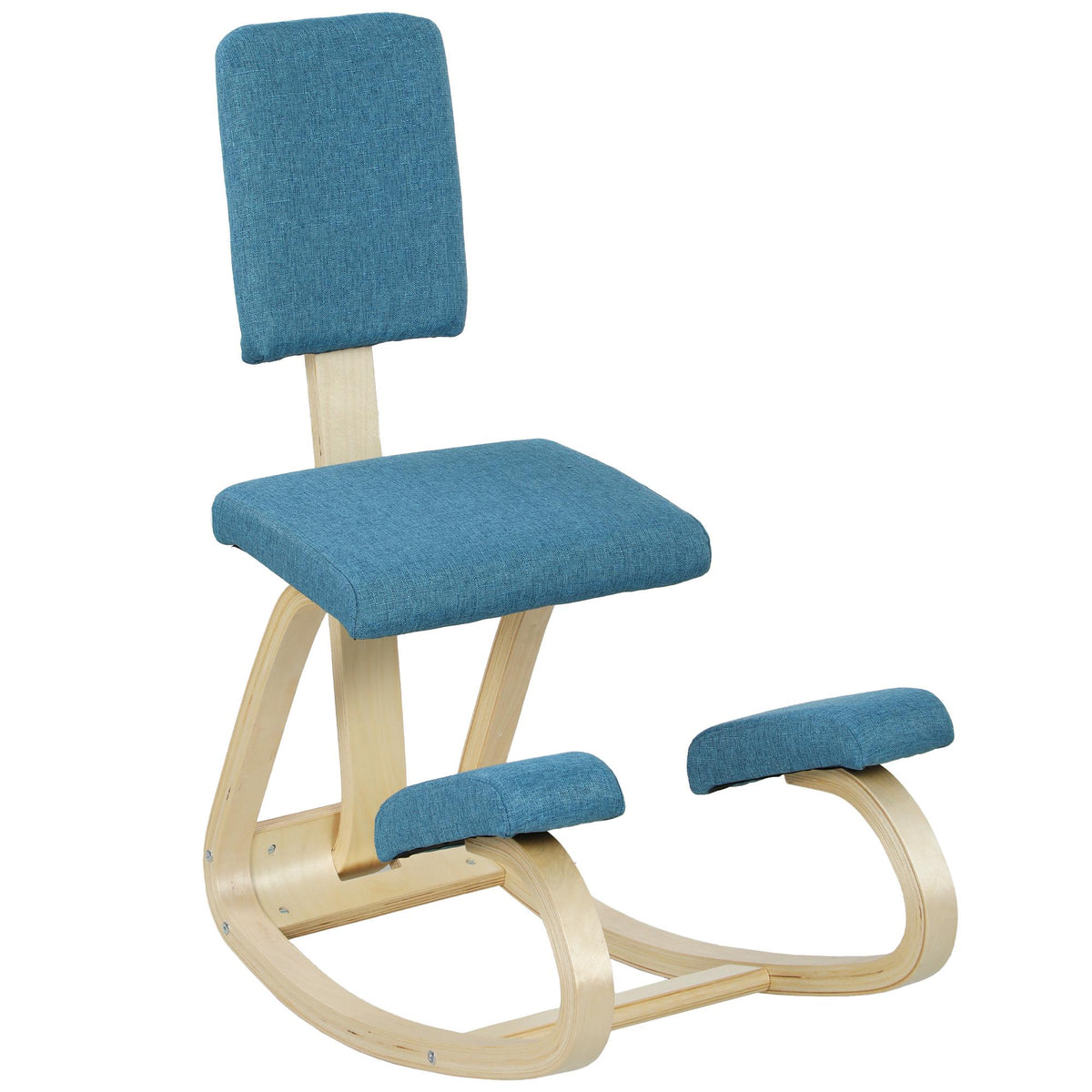 Ergonomisk knäböjd stol, mörkblå, björkträram