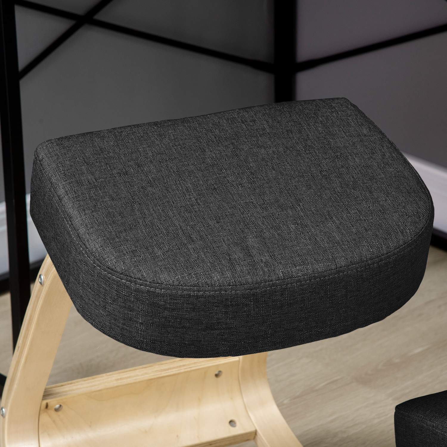 Ergonomisk knästol, björkträ, svart, 120 kg Kapacitet