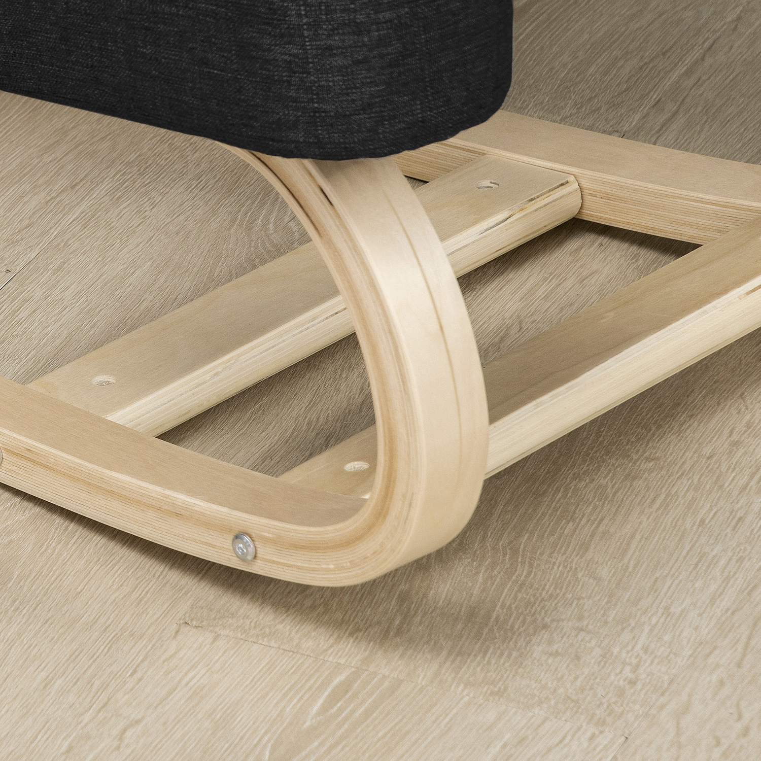 Ergonomisk knästol, björkträ, svart, 120 kg Kapacitet
