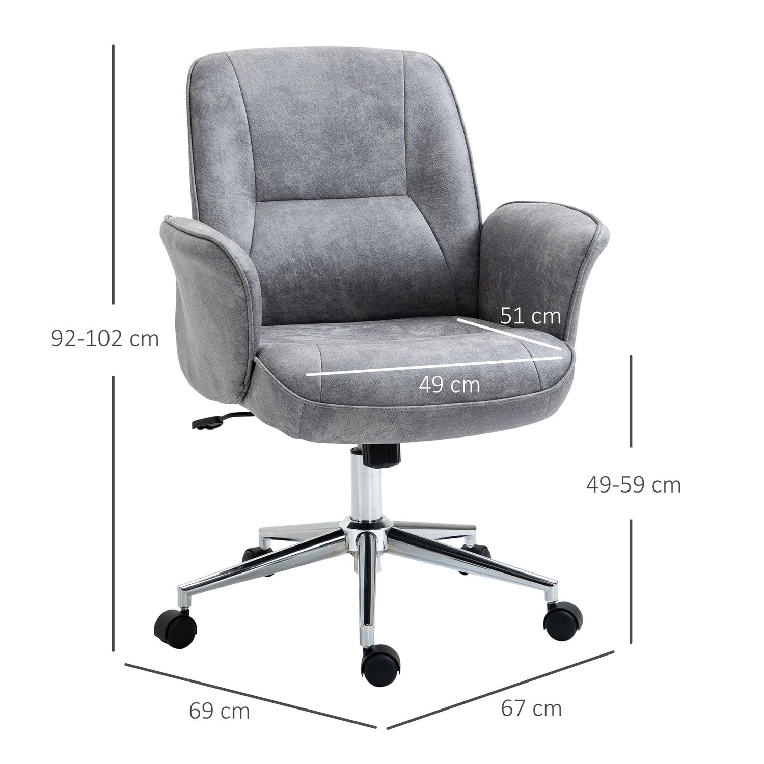 Ergonomisk kontorsstol – 360° vridbar, justerbar höjd