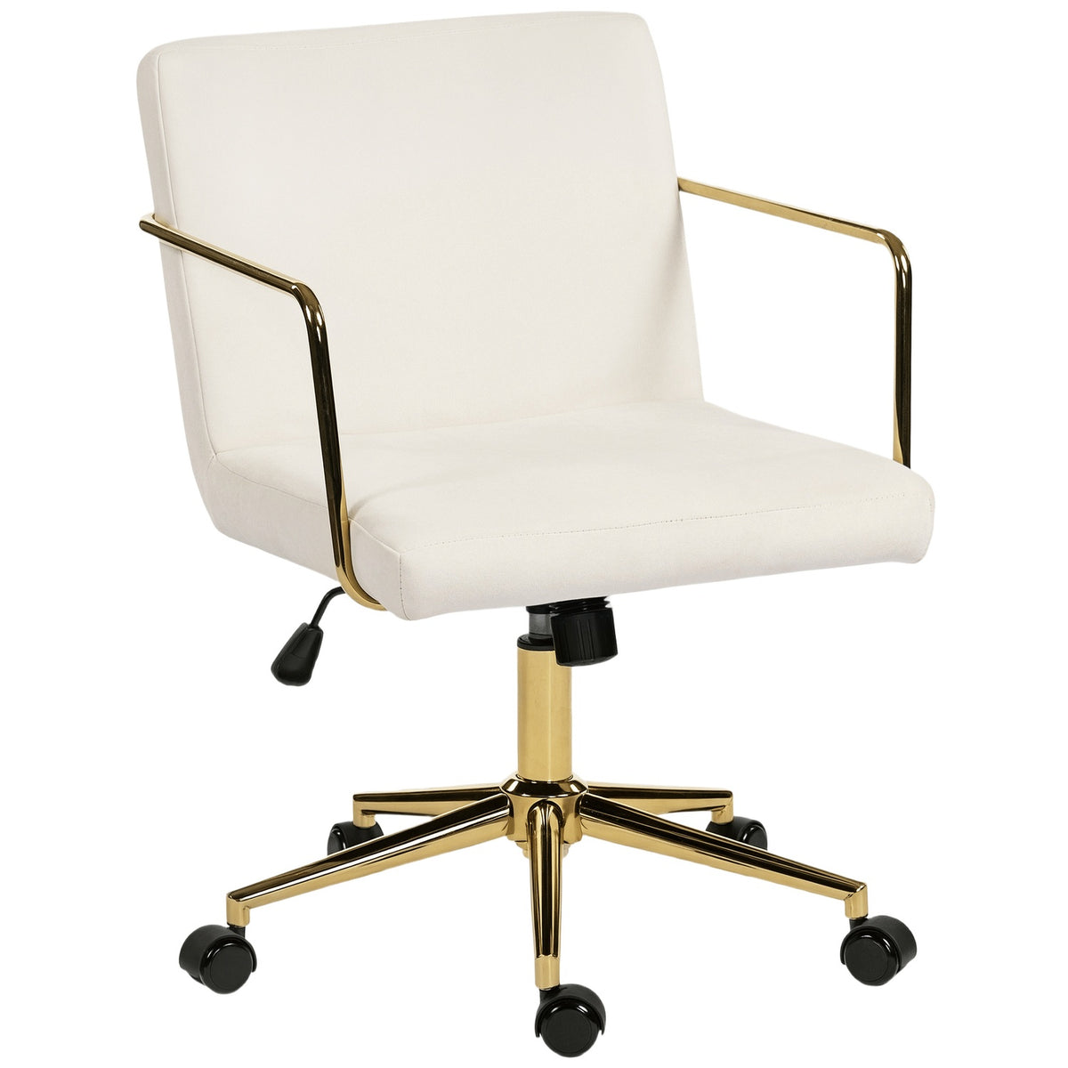 Ergonomisk kontorsstol, guldfärgade detaljer, sammetsliknande tyg