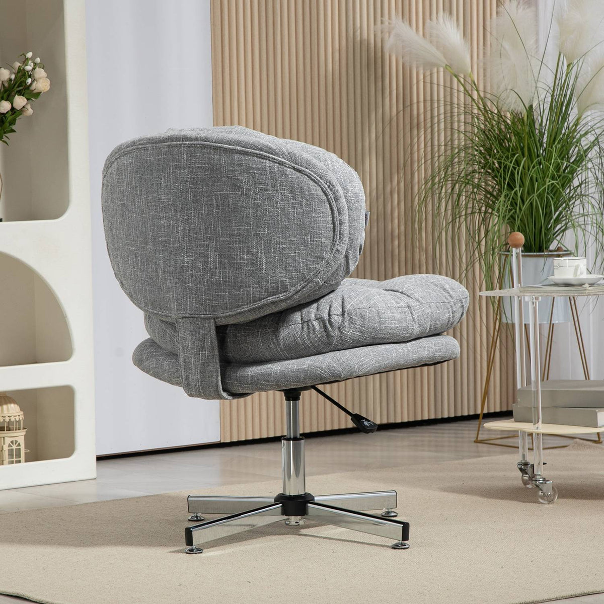 Chaise de bureau ergonomique, réglable en hauteur, lin gris