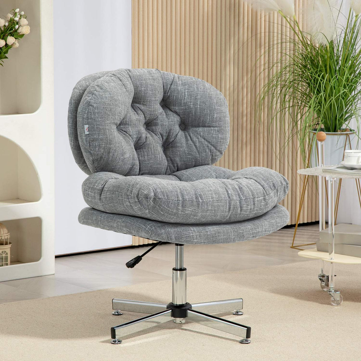 Chaise de bureau ergonomique, réglable en hauteur, lin gris