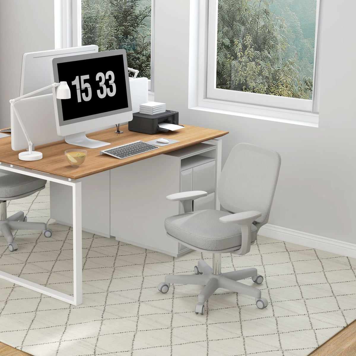 Ergonomisk kontorsstol, justerbar höjd, grå, 360° vridbar