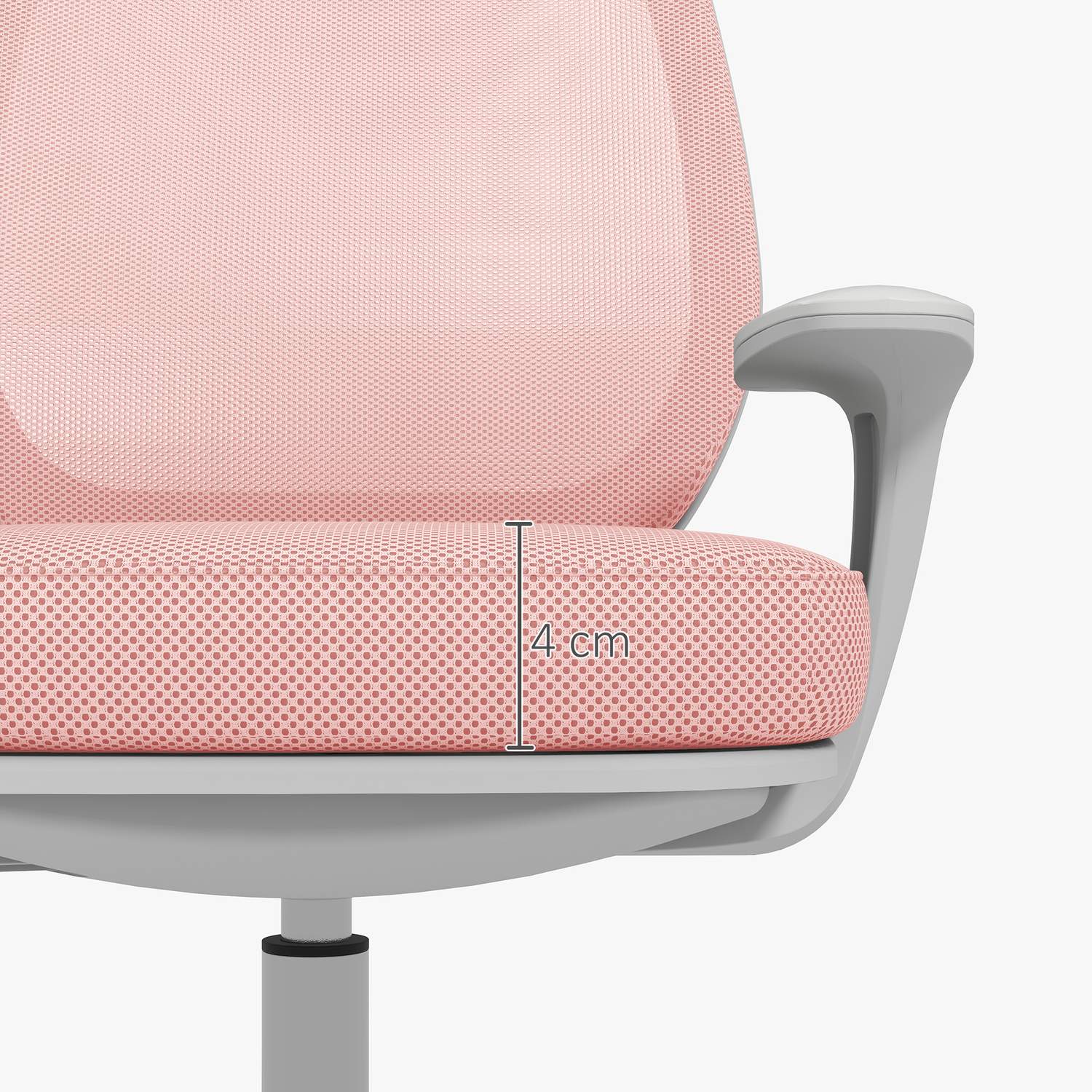 Ergonomisk kontorsstol, justerbar höjd, rosa, 360° vridbar