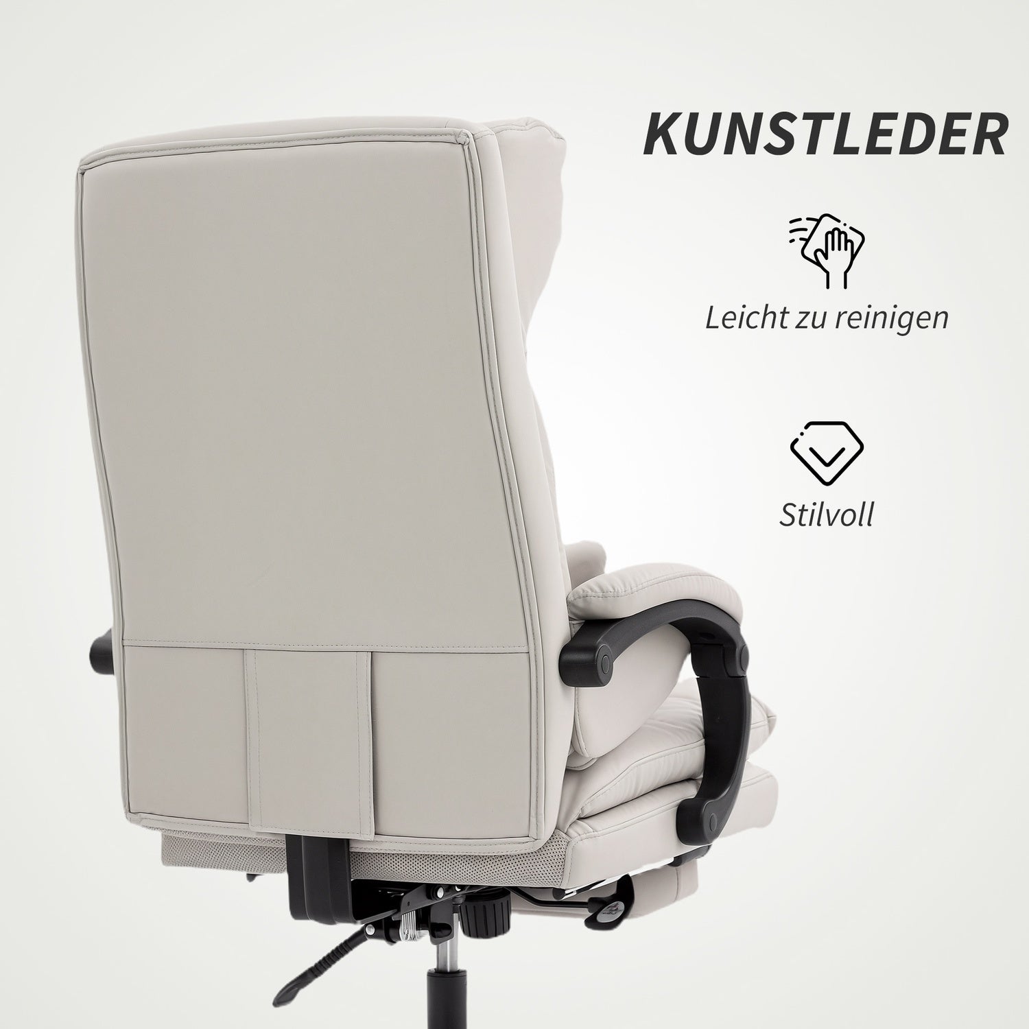 Ergonomisk kontorsstol, justerbar, svankstöd, ljusgrå