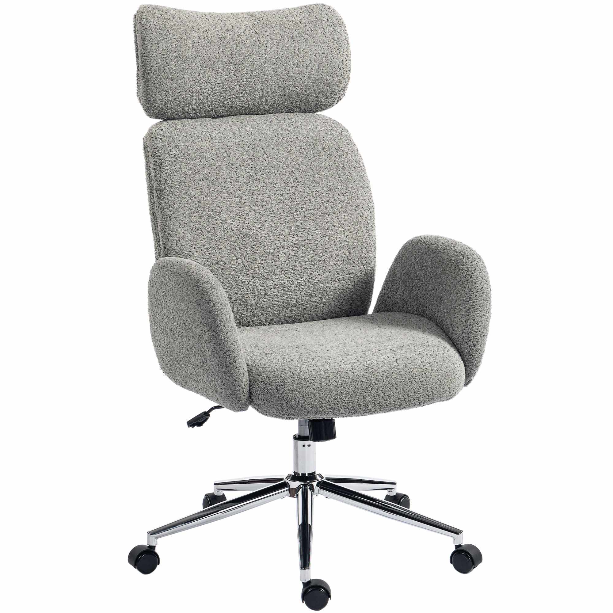 Ergonomisk kontorsstol, justerbart nackstöd, lutning, mörkgrå