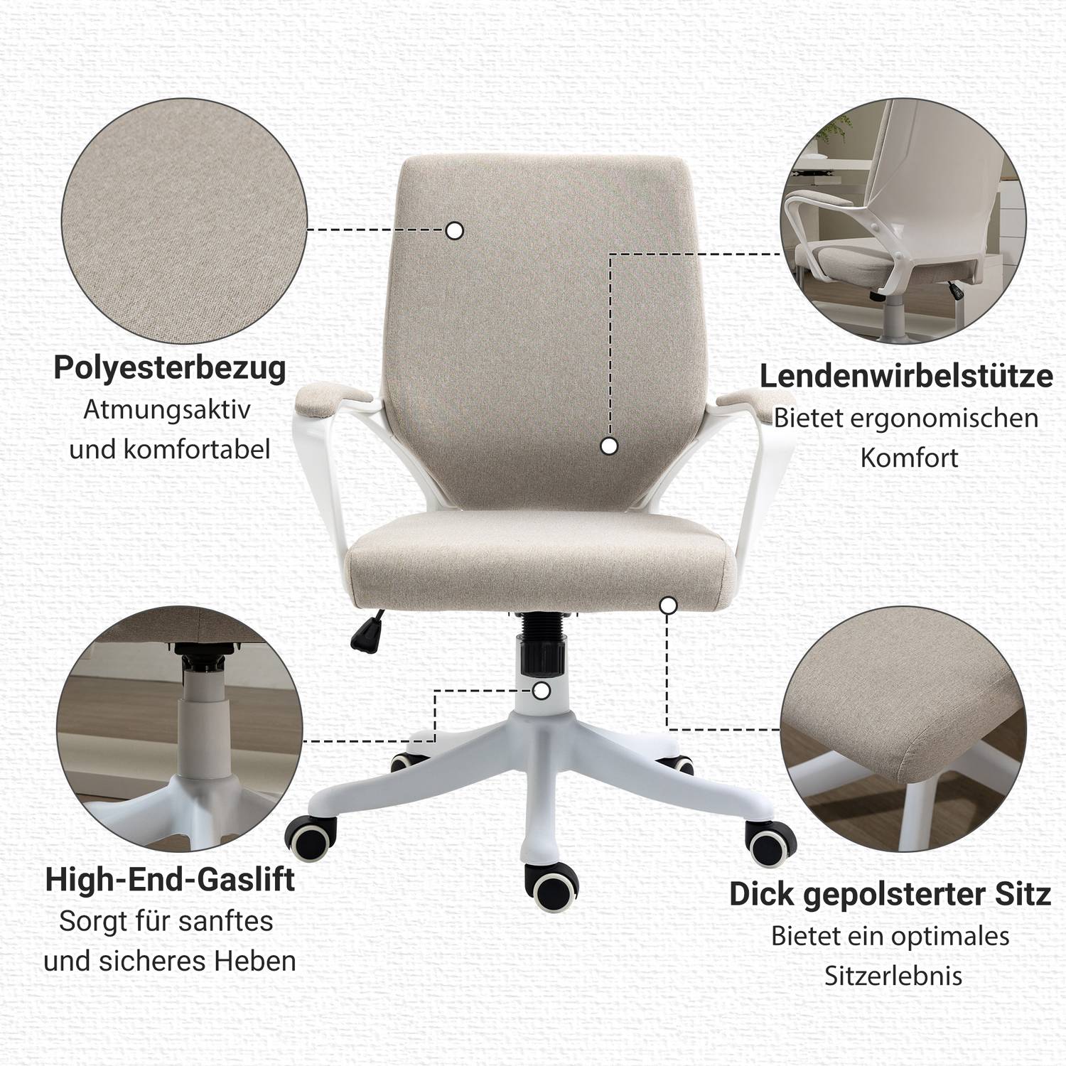 Ergonomisk kontorsstol – justerbar, vadderad, vridbar