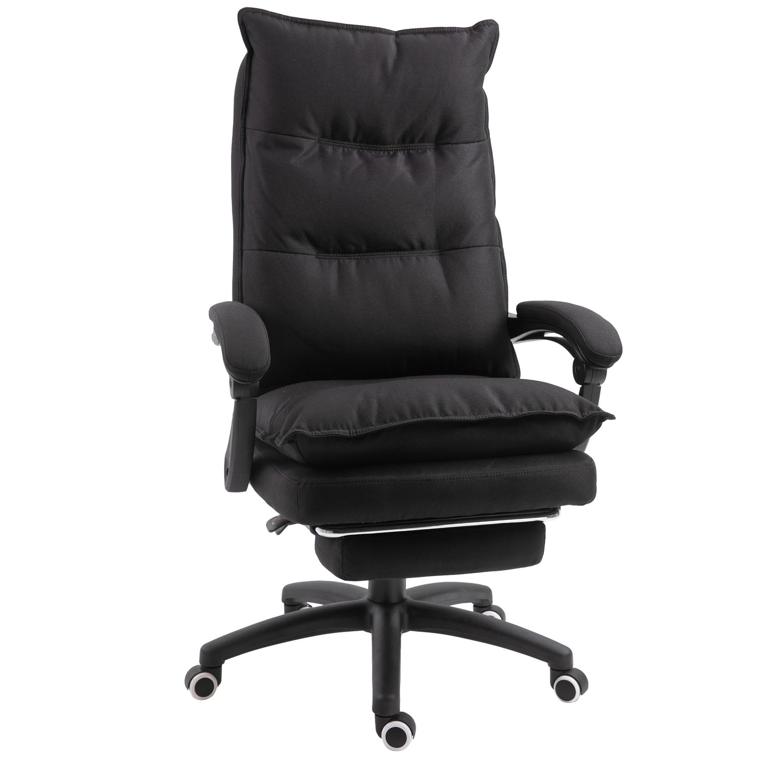 Ergonomisk kontorsstol, massage & recline med fotstöd, svart