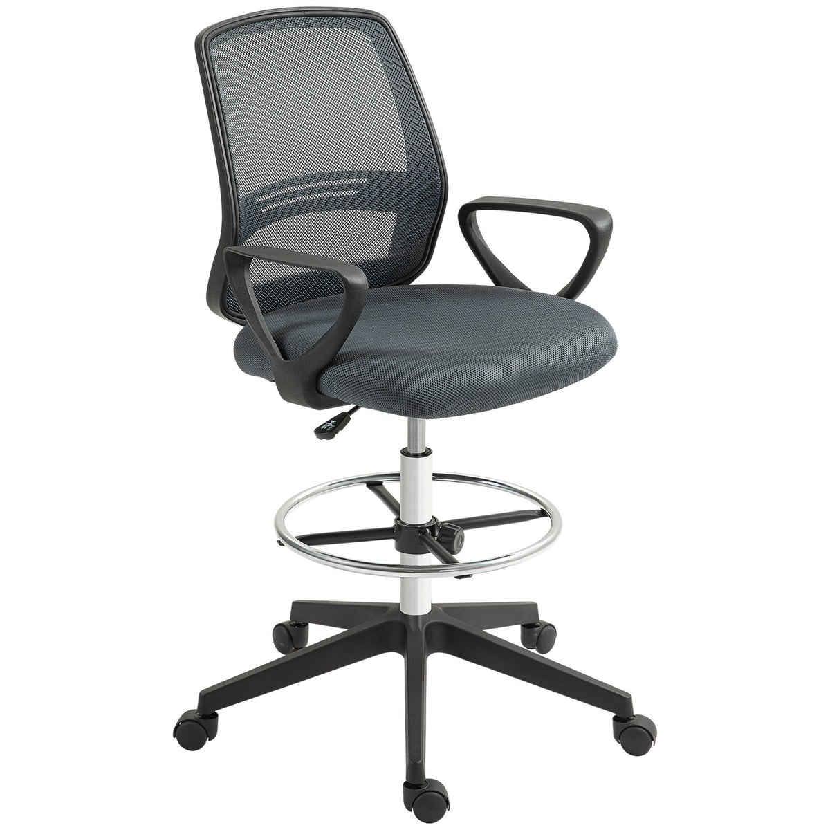 Ergonomisk kontorsstol med armstöd och justerbart fotstöd