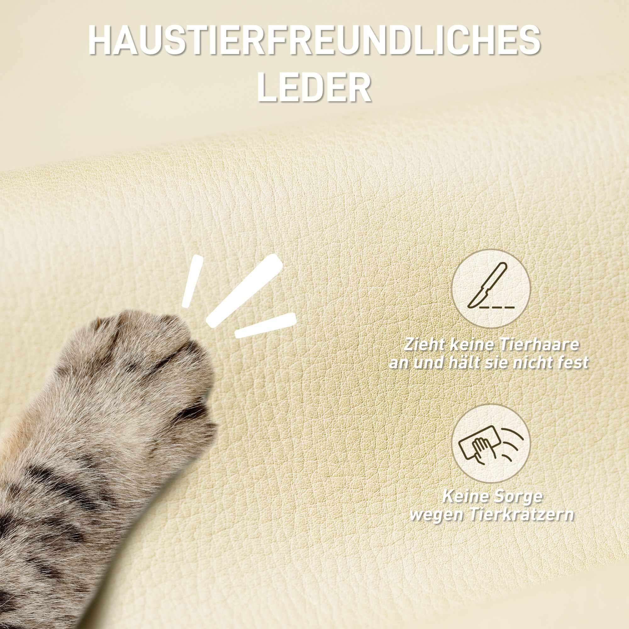 Ergonomisk kontorsstol med fotstöd, konstläder, beige/svart