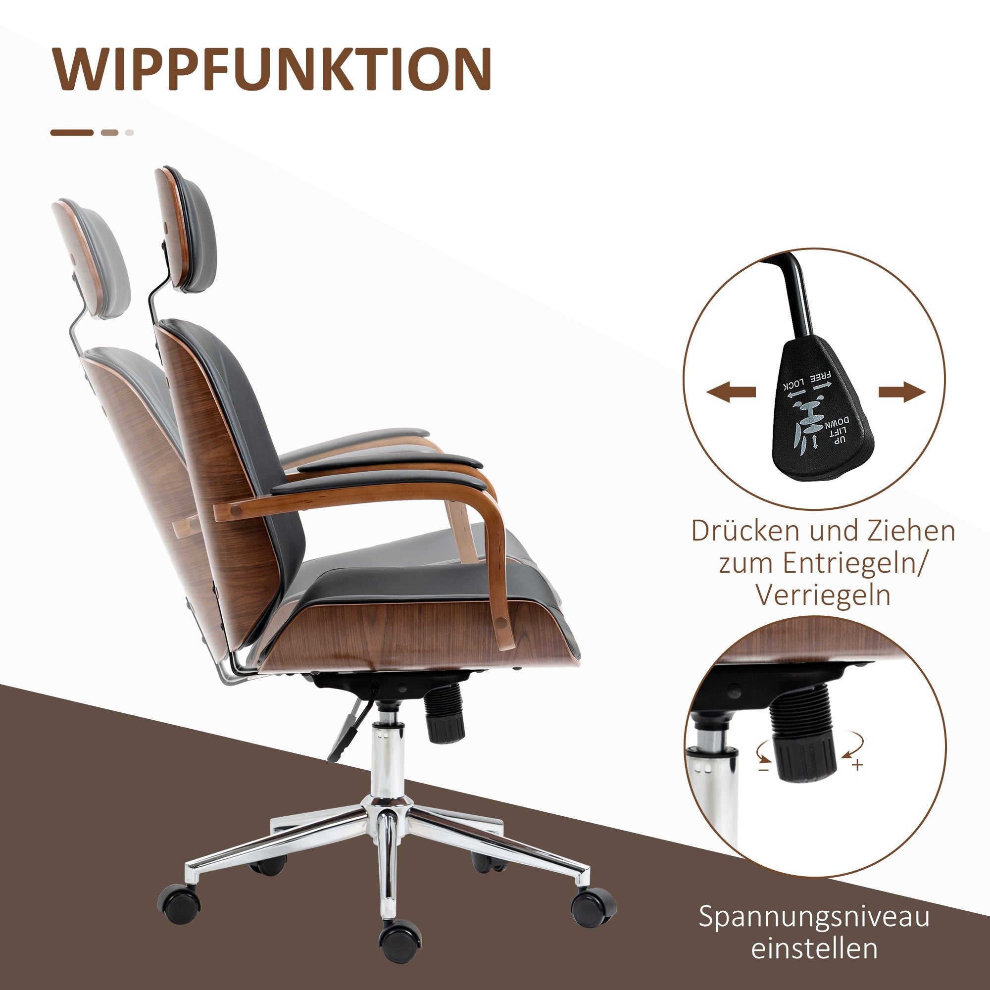Ergonomisk kontorsstol med högt ryggstöd, svart