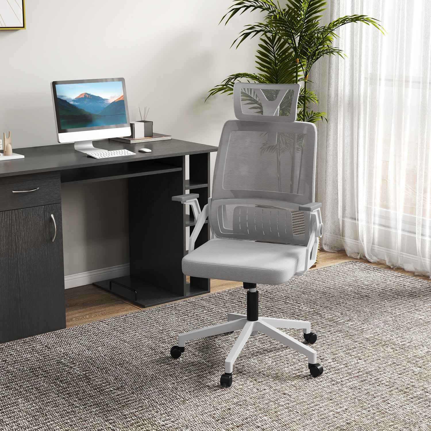 Ergonomisk kontorsstol med justerbart svankstöd