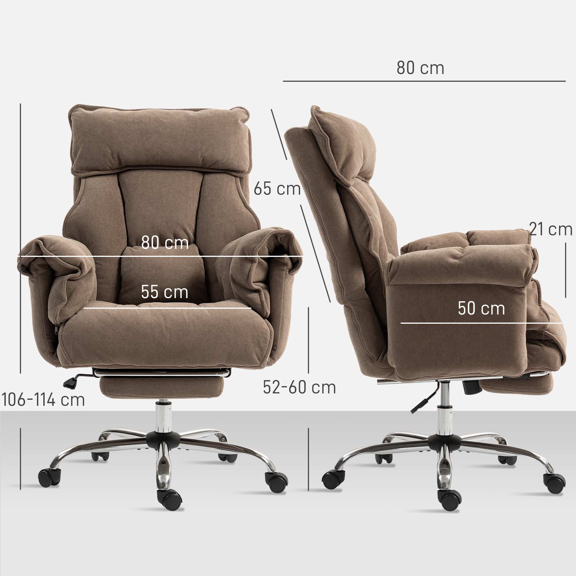 Ergonomisk kontorsstol med lutande ryggstöd och fotstöd
