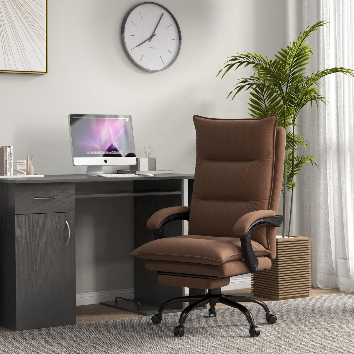 Chaise de bureau ergonomique avec massage, inclinaison 155° – marron