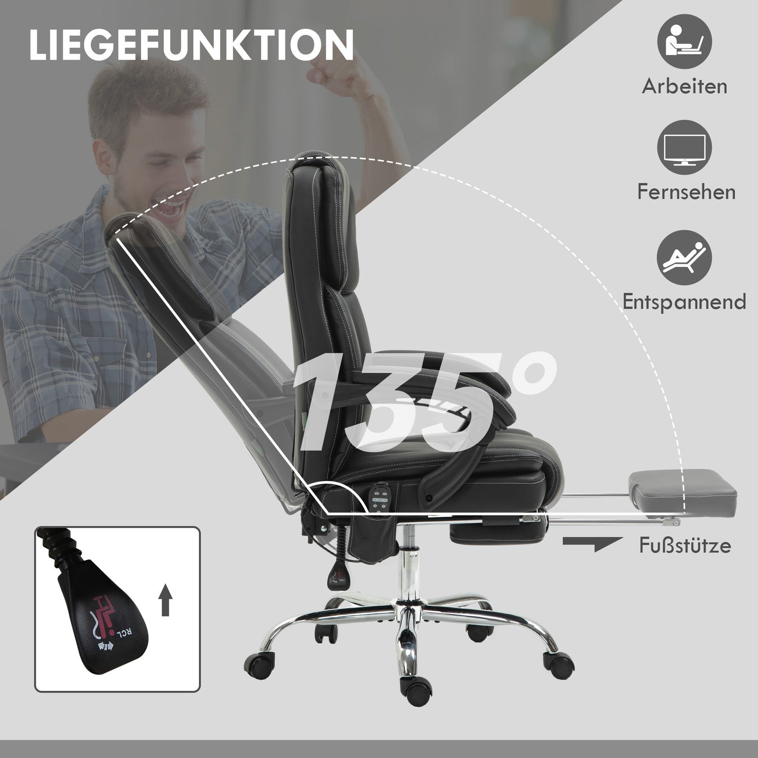 Ergonomisk kontorsstol med vibrationsmassage & värme