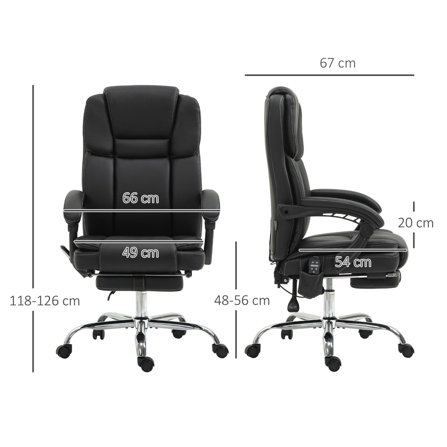Ergonomisk kontorsstol med vibrationsmassage & värme