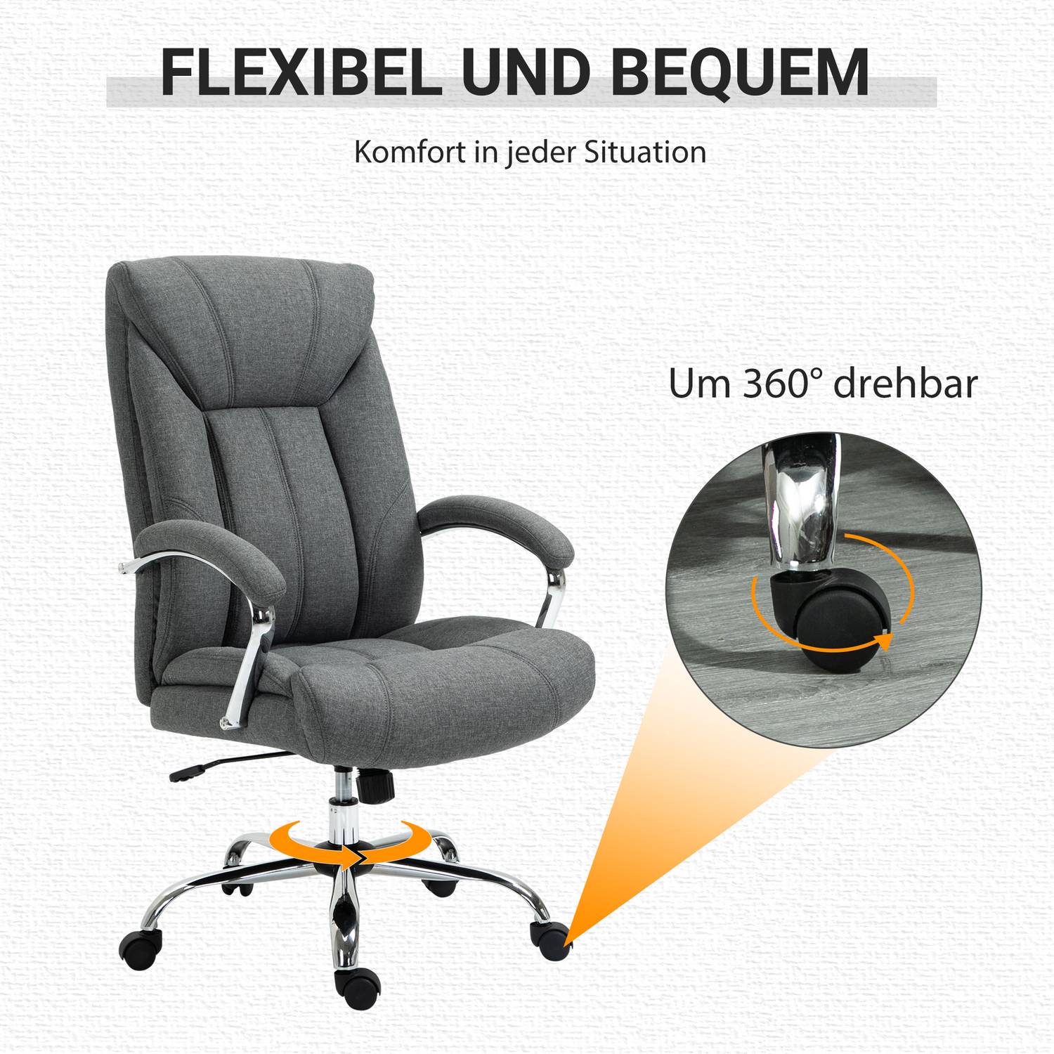 Ergonomisk kontorsstol, vadderat armstöd, grå