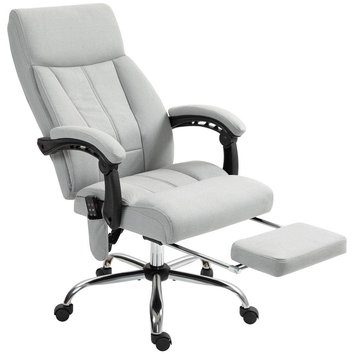 Chaise de bureau ergonomique allongée avec repose-pieds, gris clair