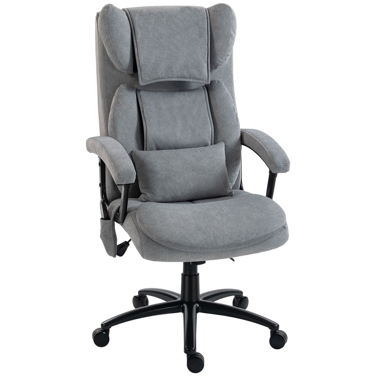 Ergonomisk massagestol med hög rygg, grå sammet