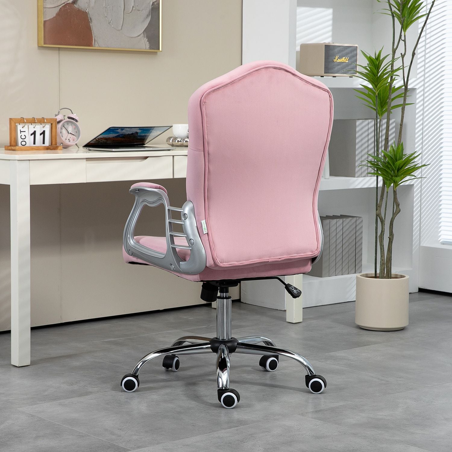 Ergonomisk rosa kontorsstol för kvinnor, höjdjusterbar