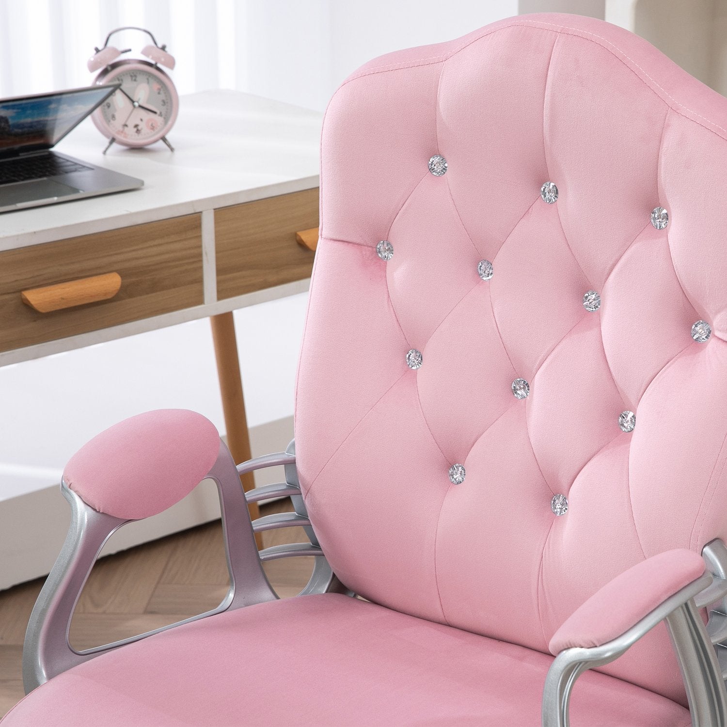 Ergonomisk rosa kontorsstol för kvinnor, höjdjusterbar