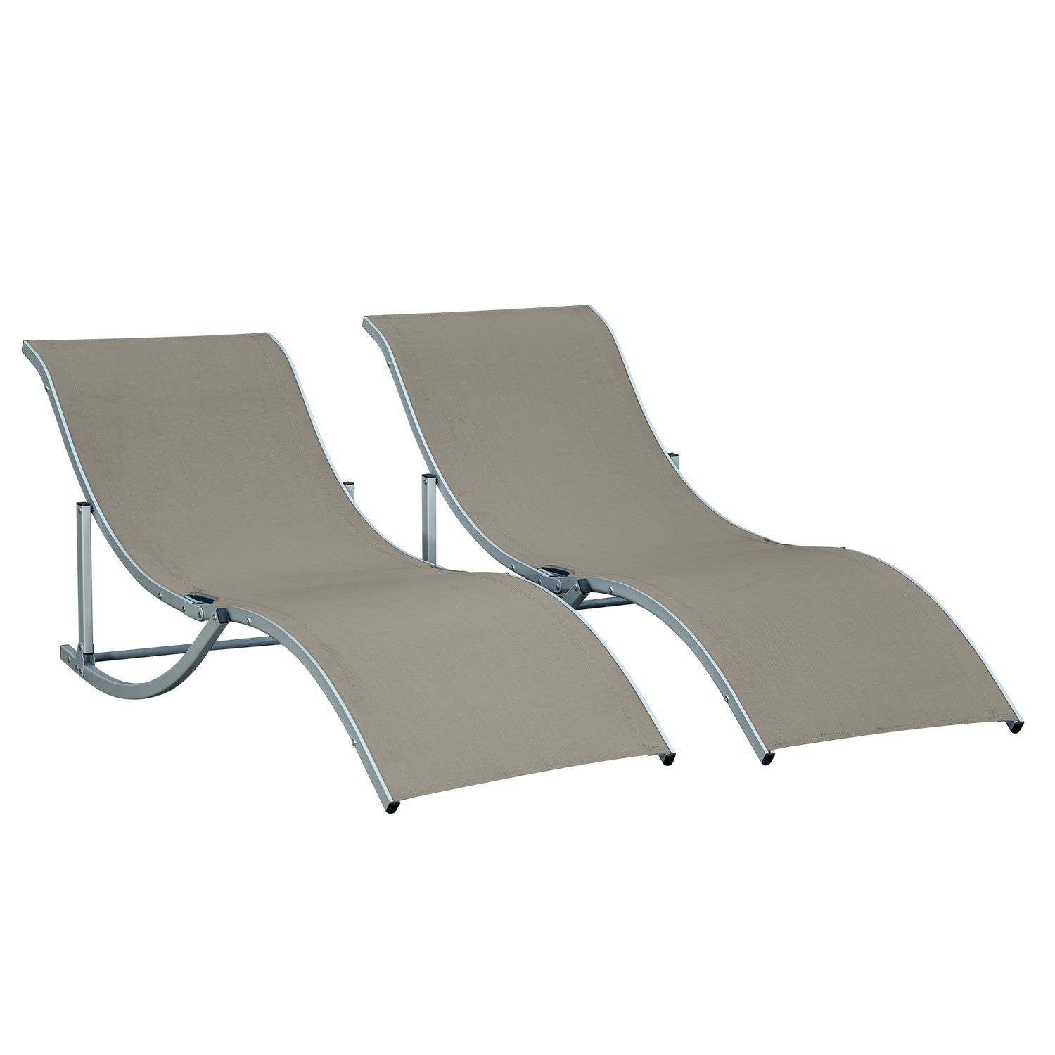 Ergonomisk solstolsset, aluminiumram, ljusgrå