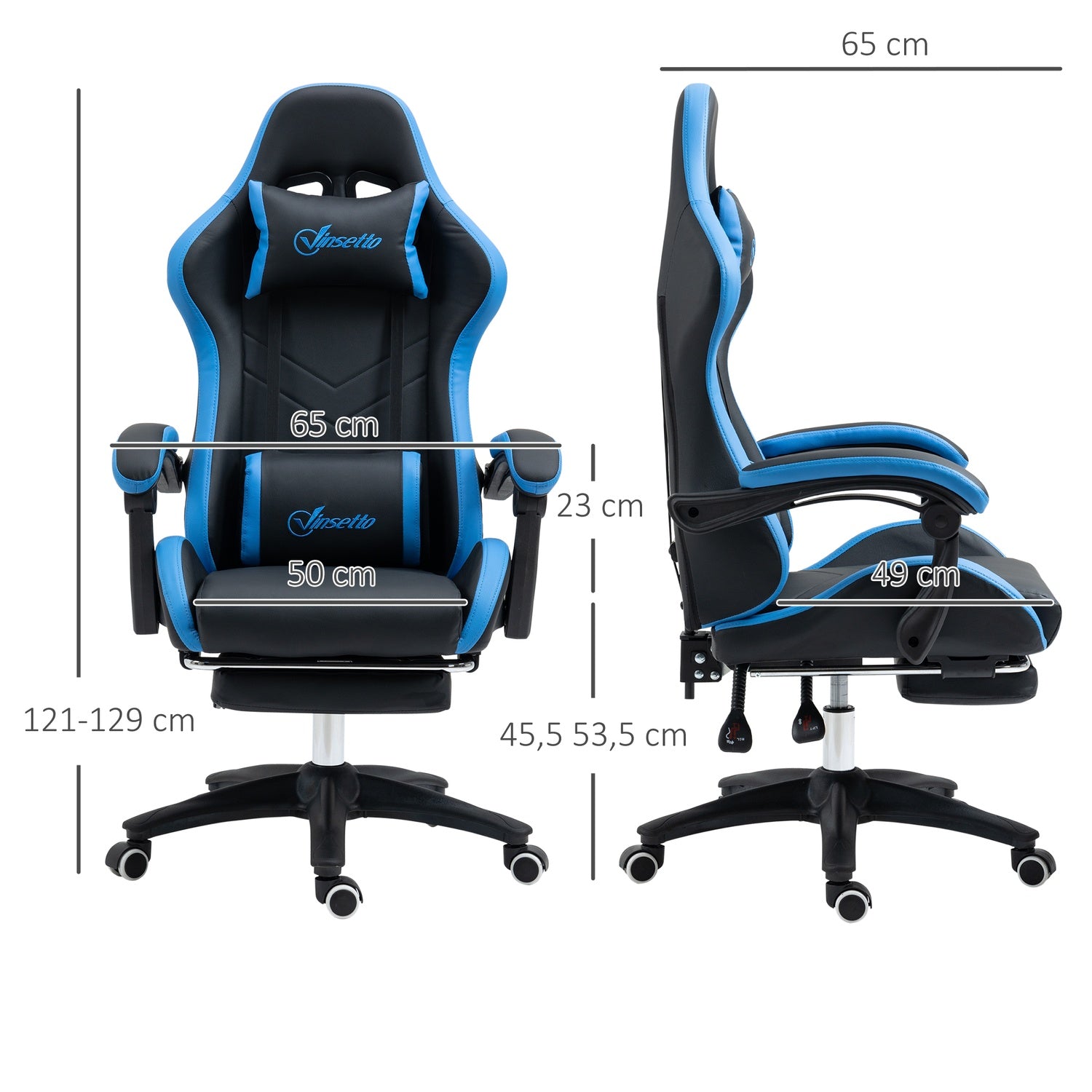 Ergonomisk spelstol med svankstöd och fotstöd
