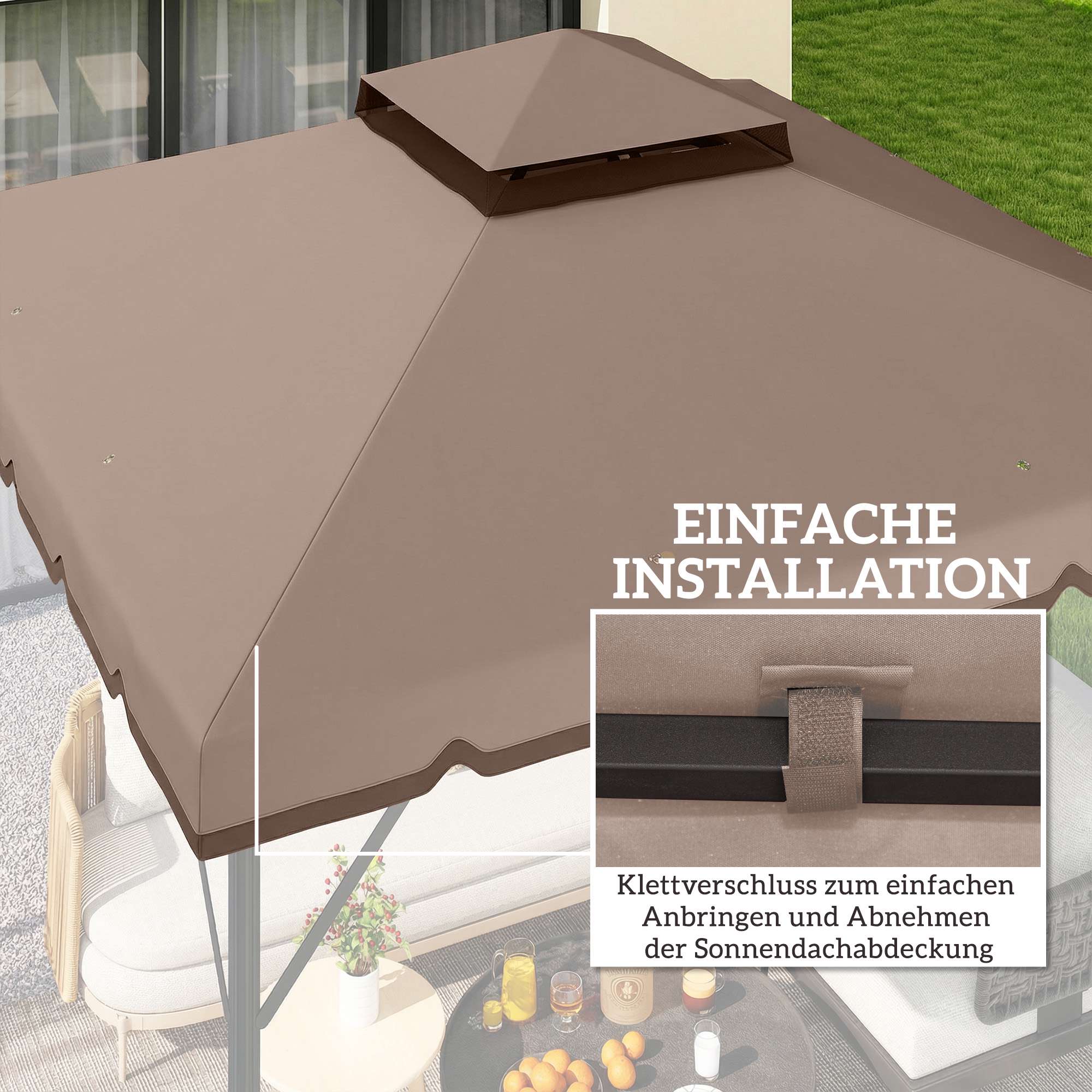Ersättningstak för 3x3m paviljong, UPF 30+ polyester