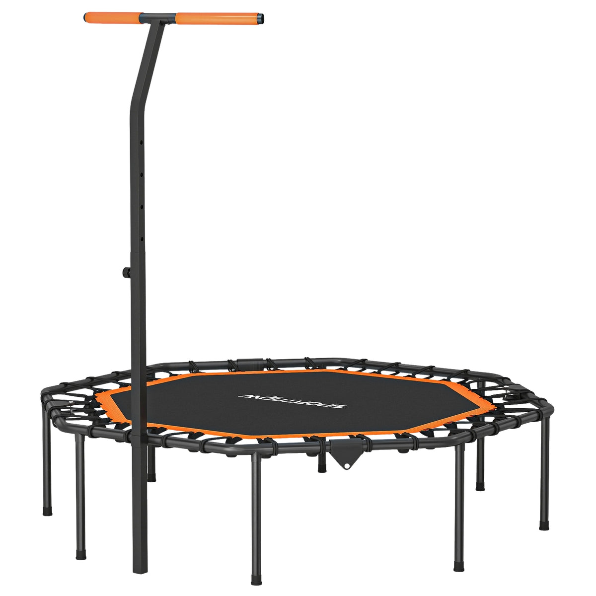 Fitnesstrampolin, justerbart handtag, inomhus, stål, orange