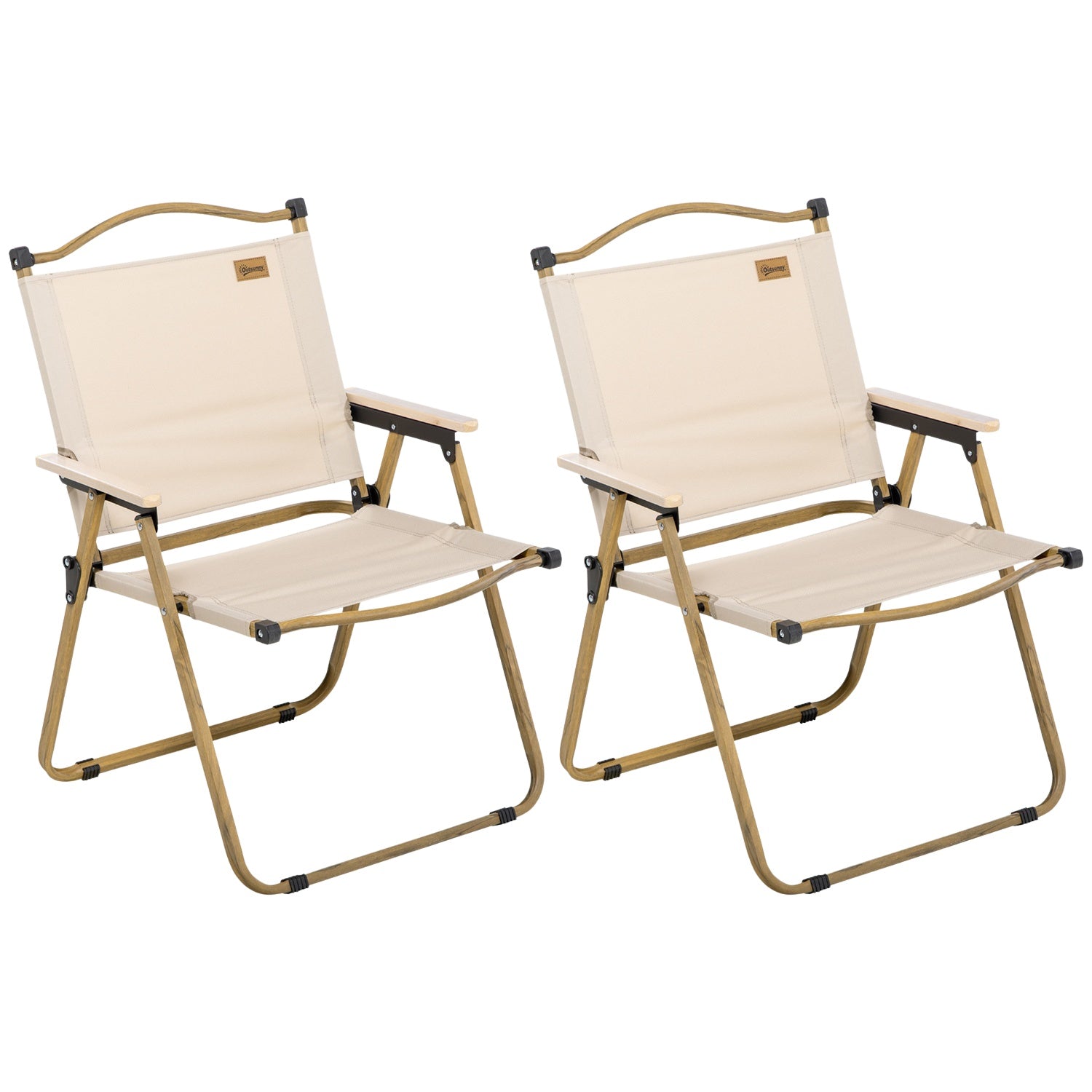 Fällbara Khaki Campingstolar, Set om 2 – Stålram, Oxford