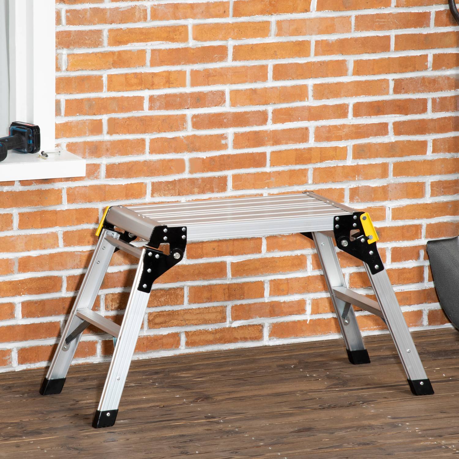 Fällbar arbetsbänk och plattform, aluminium, 150 kg kapacitet