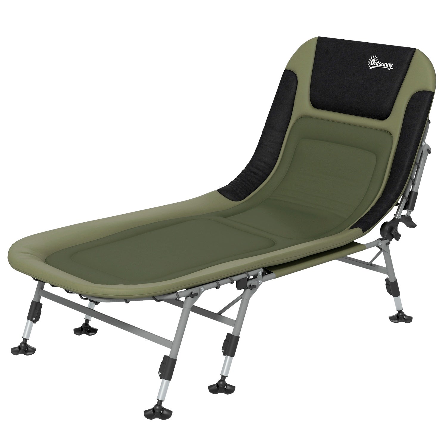 Fällbar campingsäng – justerbar, stödjer upp till 180 kg, grön