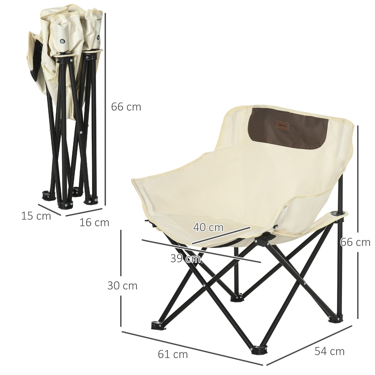 Fällbar campingstol med sidficka och bärväska