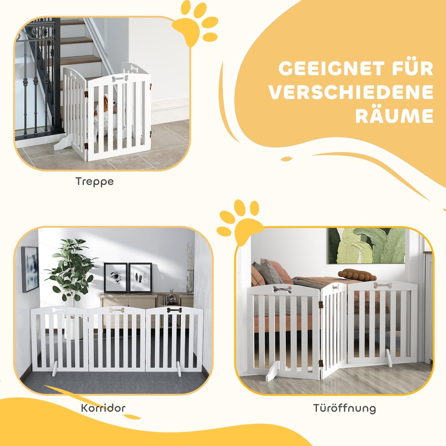 Fällbar hundgrind – 3-delad, 155x61 cm, Fristående