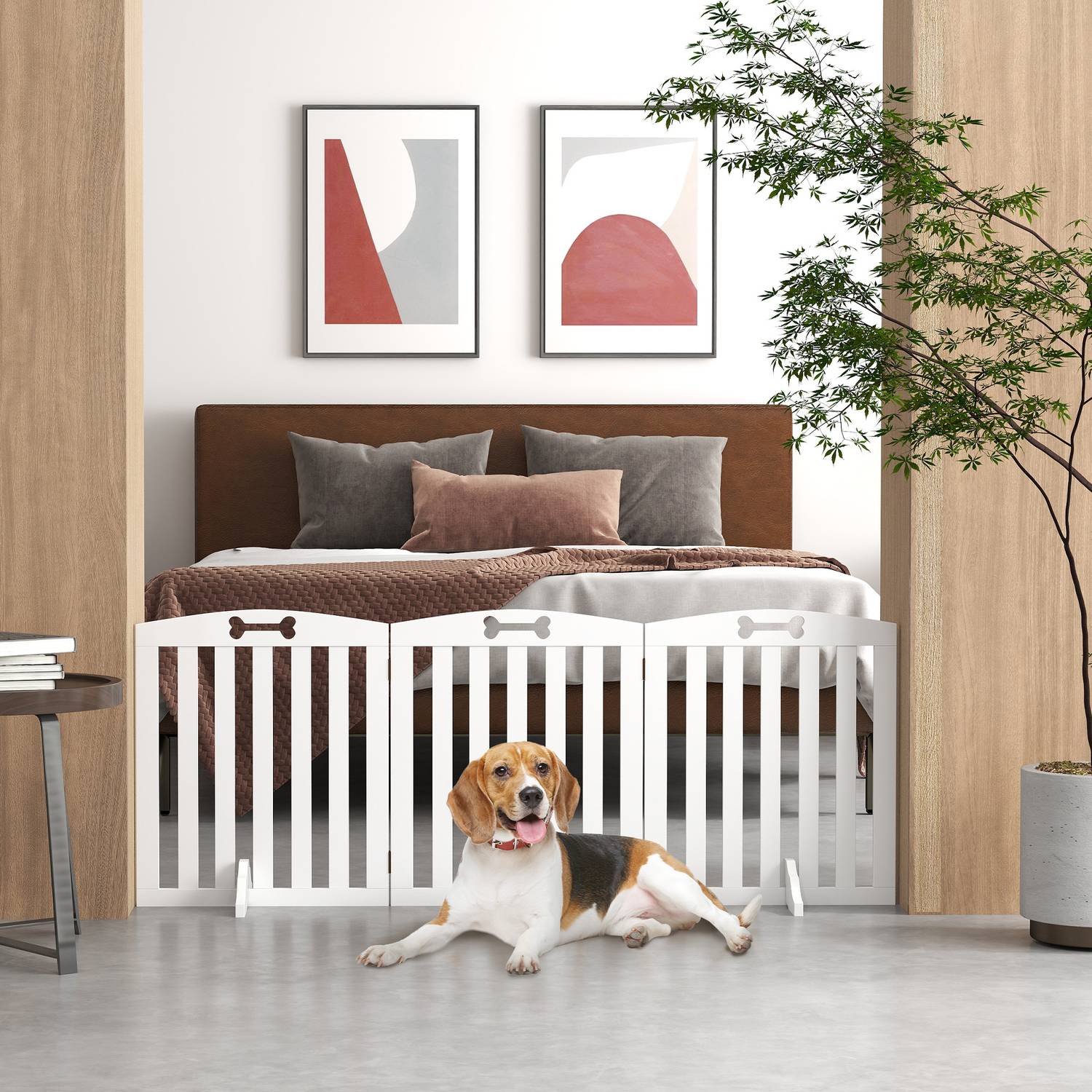 Fällbar hundgrind – 3-delad, 155x61 cm, Fristående