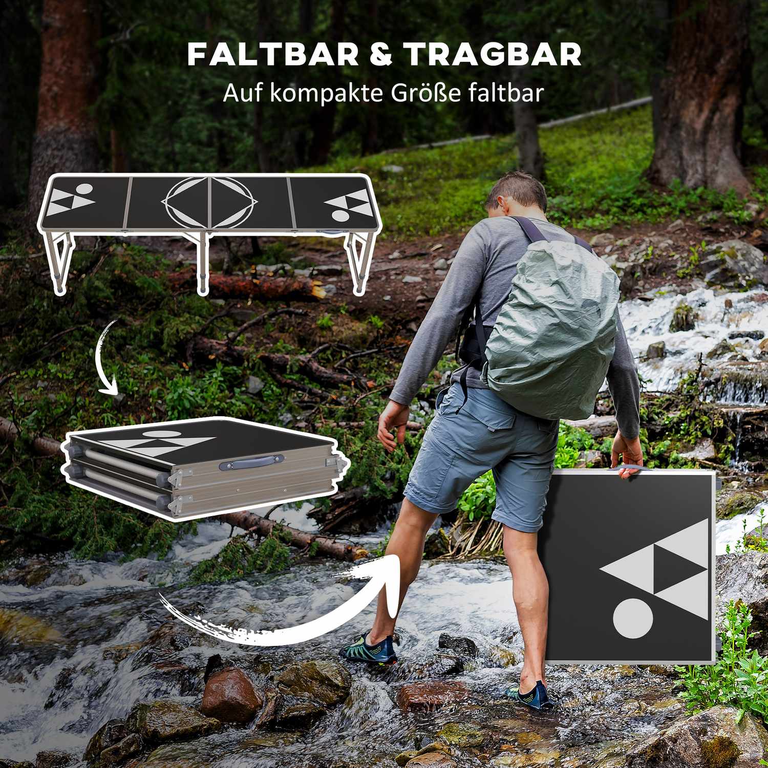 Fällbart ölpongbord 240x60 cm – Justerbart svart aluminium