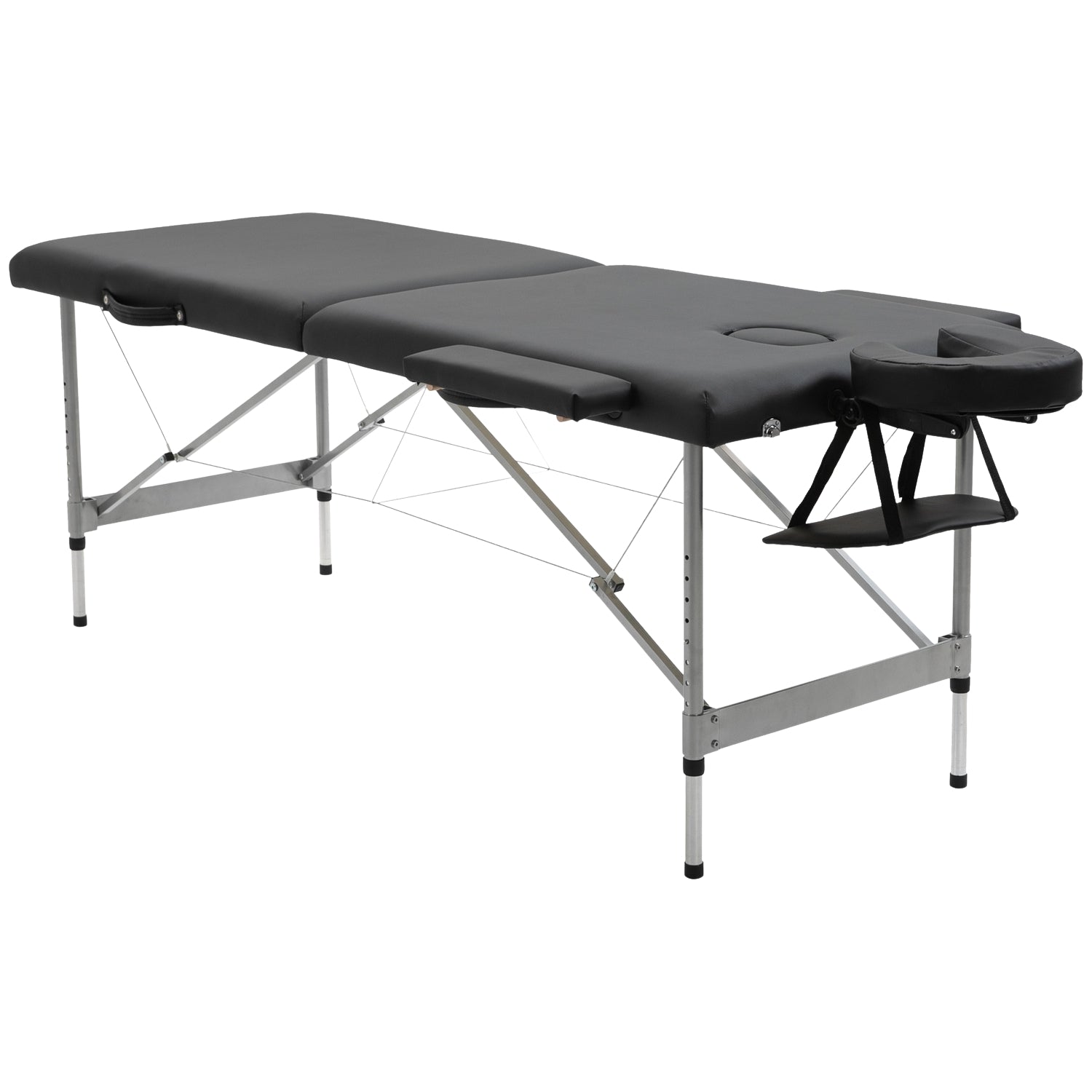 Fällbart massagebänk, 7-zoner, höjdjusterbar, svart