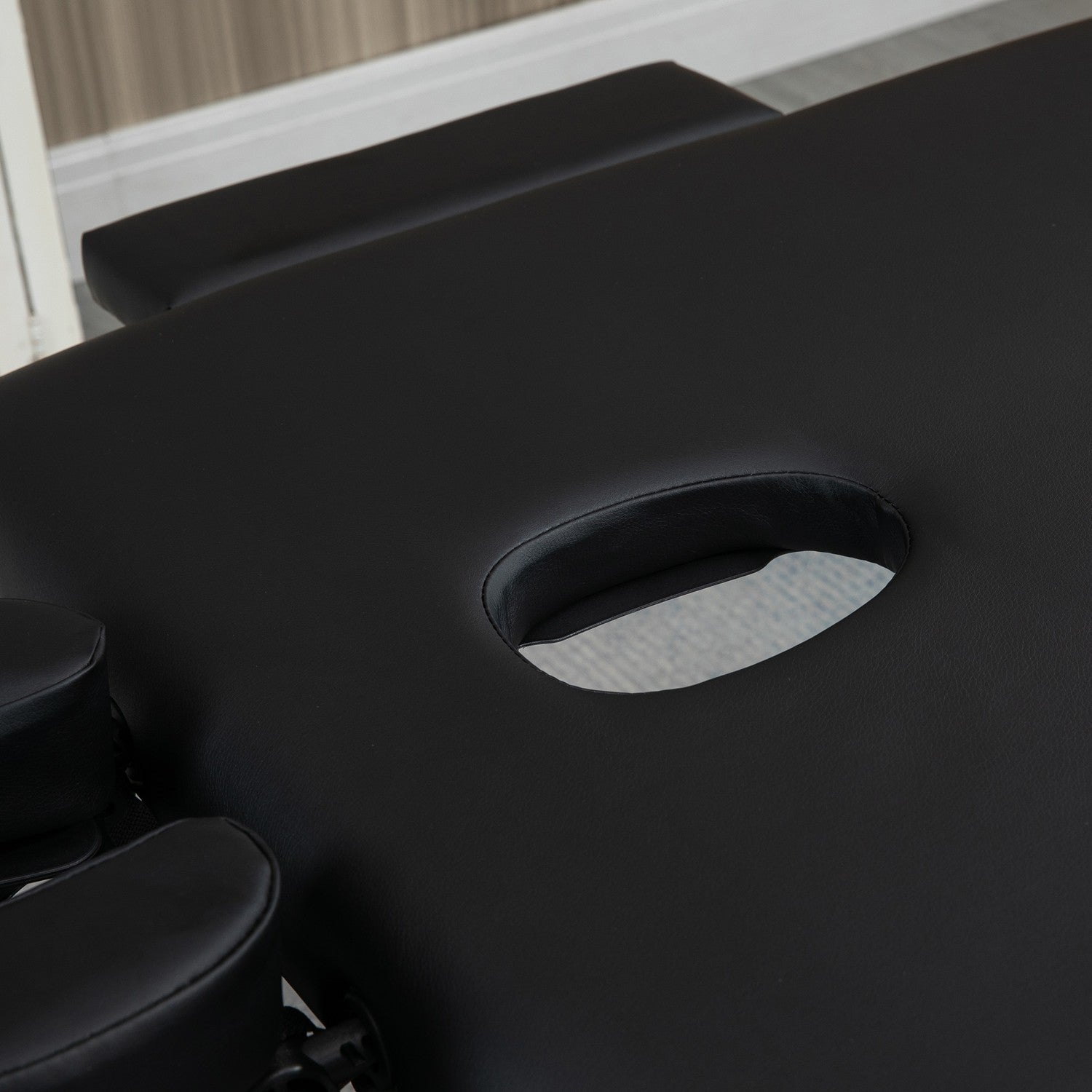 Fällbart massagebänk, 7-zoner, höjdjusterbar, svart