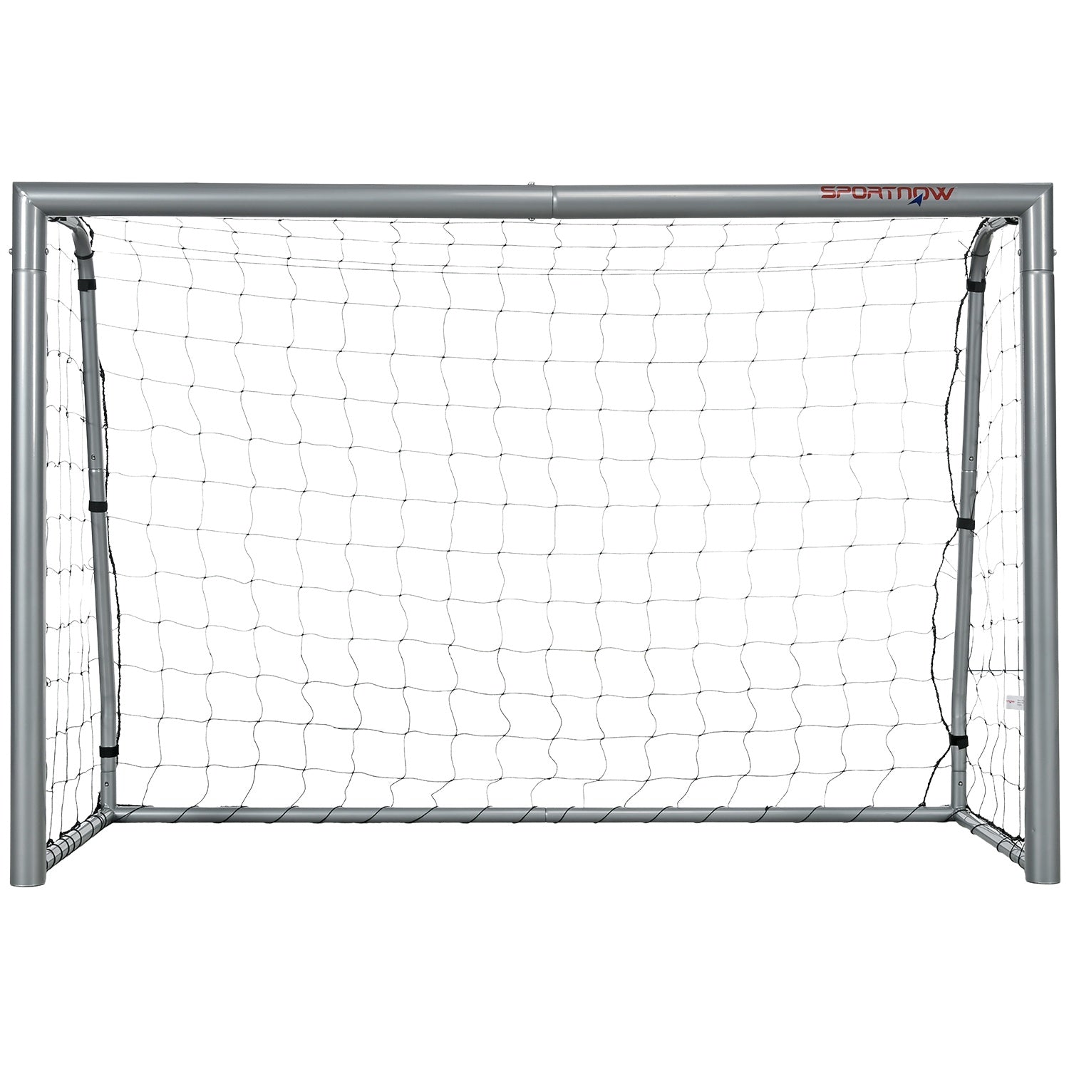 Fotbollsmål i stål med PE Mesh, 240x85x160 cm, Grå