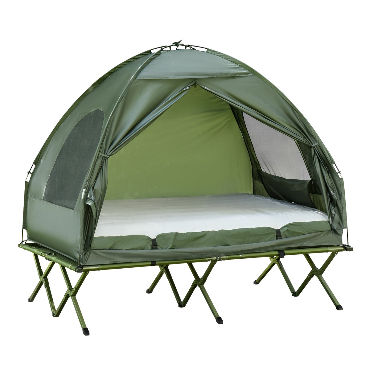 Tente dôme de camping surélevée avec matelas gonflable, 193 x 136 x 178 cm