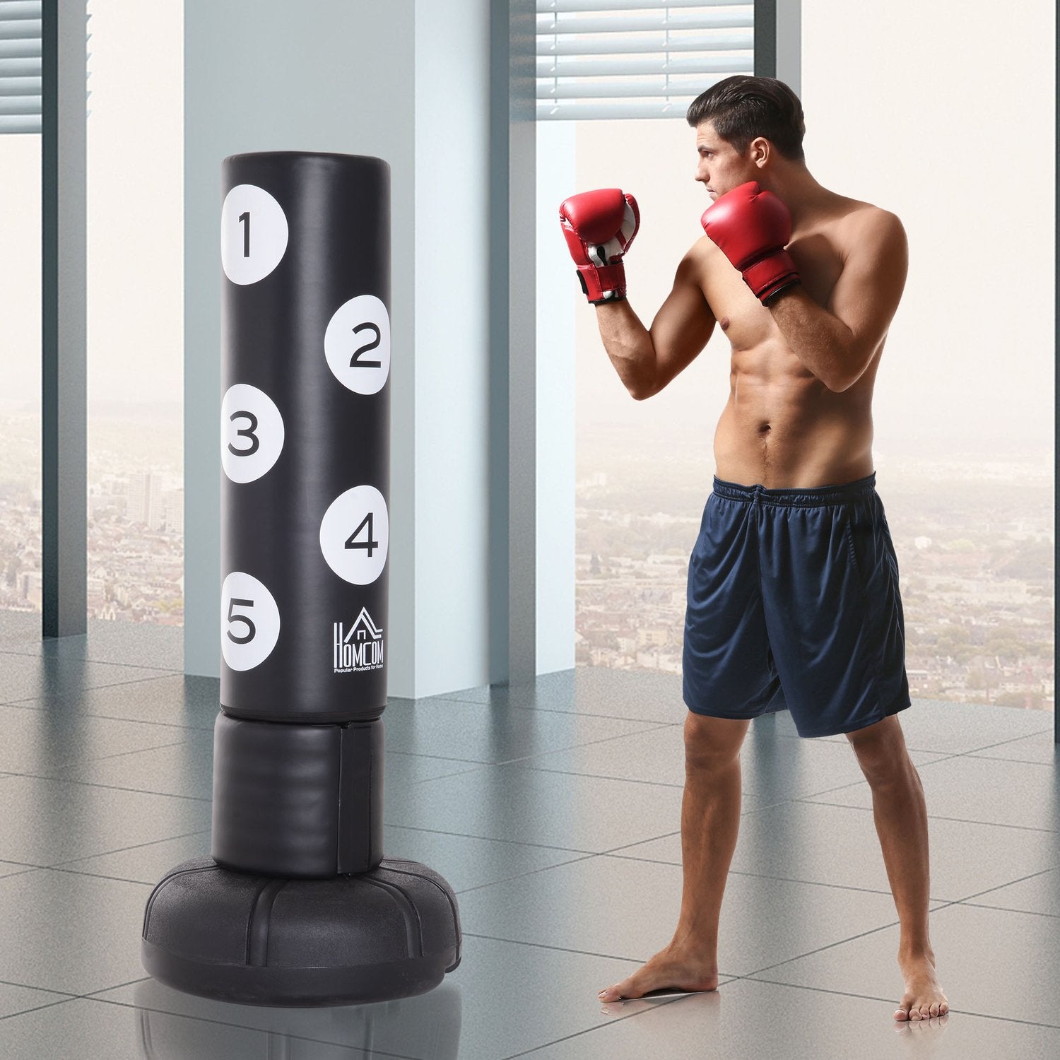 Fristående 176cm Heavy Duty boxningspåse med vinyldyna