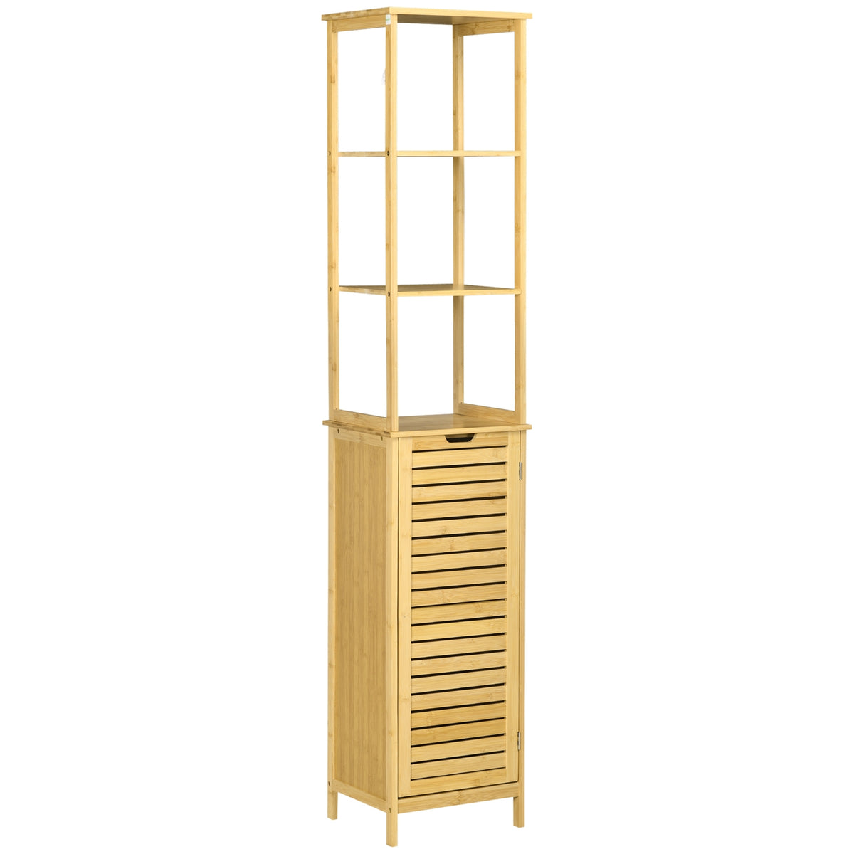 Mobile da bagno autoportante, 3 ripiani, 1 anta, naturale