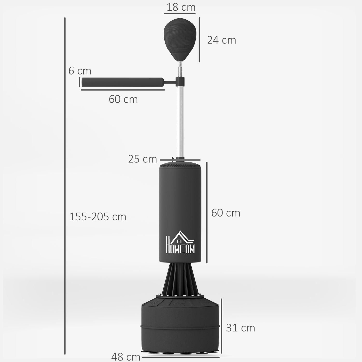 Fristående boksäck med Speedball, justerbar 155-205cm